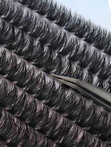 280PCS 60D Russian Fluffy Lash Clusters, D Curl 8-16mm Mixed Length Mink Cluster Lashes, Natural Dense DIY Individual Lashes, Customizable Lengths For Halloween Stage Makeup - D - View 4