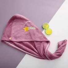 Women's Quick-Dry Microfiber Towel - Soft Coral Fleece, High-Quality Design, Absorbent Bath Towel, Cute Star And Rainbow Embroidery, For Drying Wet Hair, Microfiber Towel - Multicolor - View 13