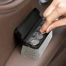1pc Rhinestone Car Coin Storage Box, Personalized Coin Organizer, Compact Change Holder, Car Interior Decor & Small Item Storage - Rhinestone Coin Box - View 6
