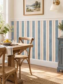 SUPSTICKER 1PC Vintage Stripe Half Wall Sticker Peel And Stick Removable DIY PVC Wall Decor For Living Room Bedroom Home Interior - 1PC - View 2