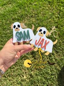 Label Tas Anjing Hantu yang Dipersonalisasi, Keranjang Boo Anjing Hantu, Label Nama Halloween Kustom, Label Tas Trick or Treat, Label Keranjang Boo - Tag Anak Anjing Hantu - View 3