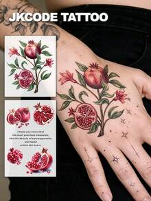 JKCODE TATTOO 2 Pcs Realistic 3D Fruit Red Guava Temporary Tattoos, Stylish Hand Tattoo Stickers, Fruit Tattoo, Waterproof Tattoo For Women, Simple, Colored Print Tattoo Sticker, Washable Stickers For Party Tattoo Sticker, Last 3-5 Days - Multicolor - View 6