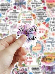 50pcs Spanish Motivational Quote Stickers For Decorating Planner, Diary, Scrapbook, Notebook, Luggage, Guitar, Skateboard, Manual, Tablet, Water Bottle, Phone - Spanish Motivational Text - View 5