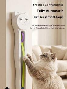 Indoor Cat Interactive Toy, Rechargeable Automatic Cat Toy With Electric Rope, Adjustable Motion Modes, Hands-Free Pet Play Accessory For Bored Indoor Cats - White - View 3