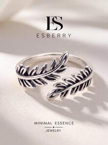 ESBERRY 1件復古優雅葉片造型開口戒指，適合女性日常佩戴，生日禮物，精緻珠寶禮品 - 葉子開口戒 - 查看 1