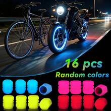 Ueasy 16pcs/8pcs/4pcs Universal Fluorescent Dust Caps, Suitable For Bicycle, Truck, Motorcycle, Car Wheel Hub Dust Caps, Car Glowing Tire Valve Stem Caps, Tire Valve Stem Caps, Leaking Tire And Inflatable Tire Valve Stem Caps - Multicolor - View 16