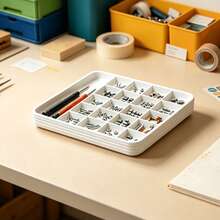 1pc White Multi-Compartment Parts Storage Tray, One-Piece Molded Tool Organizer Tray, Practical Non-Slip Compartment Design, Independent Dividers Provide Dedicated Storage Space For Screws - Tray - View 7
