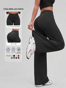 Women's High Waist Flared Leggings With Bodycon Fit, Perfect For Casual And Active Wear - Black - View 2