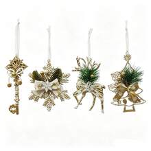 Best Selling Christmas Tree Hanging Ornaments White Gold Vintage Style Plastic Hanging Decor Snowflake Deer Christmas Tree Decoration - Multicolor - View 8
