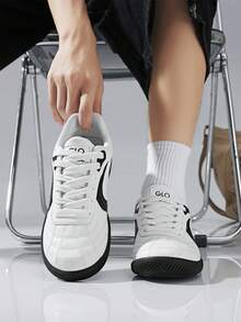 Men's Fashion New Style Versatile Casual Lace-Up Racing Sports Shoes - Black and White - View 2