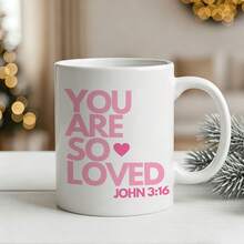 You Are So Loved John 3:16 Coffee Mug, Inspirational Bible Verse Printed Ceramic Cup, Religious Faith‑Based Gift For Christian Friends Family Holiday Present - Multicolor - View 12