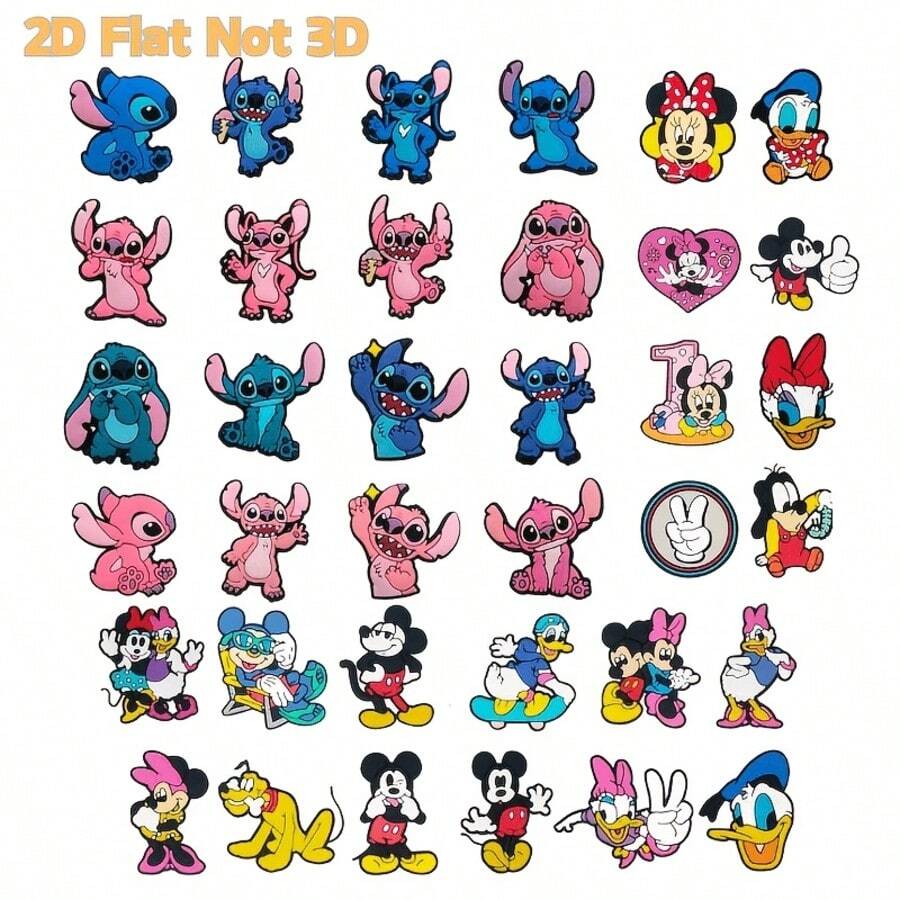 16/36PCS Disney Mickey Stitch Shoe Charms Set, PVC Shoe Decorations, Shoe Accessories Charms, Gift Idea For Birthday Christmas Halloween Party Favors - Multicolor - View 1