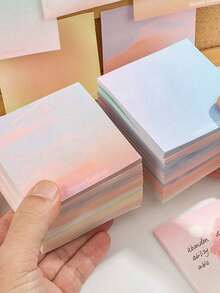 2/4/6/12pcs Gradient Color Sticky Notes, Children's Sticky Notes, Minimalist Cloud Design, Adhesive, Suitable For Messages, Memos, Notebooks, Cute And High-Quality Student Style, Perfect For Back To School Casual Style, Random Styles - Multicolor - View 6