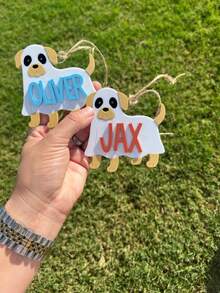 Label Tas Anjing Hantu yang Dipersonalisasi, Keranjang Boo Anjing Hantu, Label Nama Halloween Kustom, Label Tas Trick or Treat, Label Keranjang Boo - Tag Anak Anjing Hantu - View 6