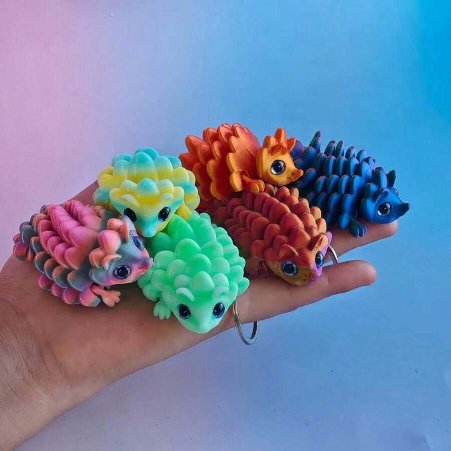 3PCS/1PC Hedgehog Pendant - Fully Movable Cute Creature, Rainbow Gradient Multicolor, Keychain Backpack Accessory, Birthday Christmas Gift (Random Color) - Multicolor - View 1