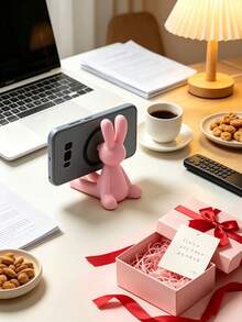 Minimalist Rabbit Shaped Desktop Phone Stand, Stable Support For Devices, Hands-Free Viewing And Browsing, Suitable For Office Desk, Home Study, Bedroom Nightstand, Apartment Countertop, Study Room, Cafe Table, Can Also Be Used As Space Decor Ornament, Enhances Desktop Style, Fits Daily Binge-Watching And Office Reading, Also Can Be Given As A Gift, Decorates Various Indoor Display Areas. - Multicolor - View 7