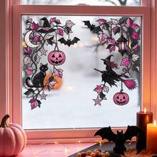 1/3pcs Vintage Halloween Gothic Maple Leaf Vine Window Decal, Double-Sided Visible PVC Static Cling Glass Sticker, Suitable For Living Room, Bedroom, Kitchen, Balcony Window Decoration - Multicolor - View 9