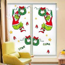 FIFA The Grinch Cartoon Movie Wall Sticker Christmas Green Monster Christmas Tree Window Decal, Glass Sticker, Suitable For Minimalist Style Room, Bedroom And Game Room Home Decor - Sticker - View 2