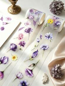 DANKUN 1 Roll 2m Country Style Floral Pattern Matte PET Washi Tape, Creative Aesthetic Decorative Tape, DIY Handmade Art Scrapbooking Bullet Journal Planner Accessories - Scrapbook Stickers - View 8