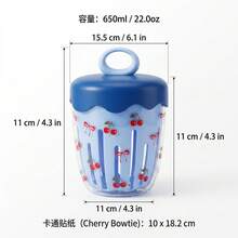 Overnight Oats Containers With Lids, Clear Plastic Storage Jars With Lids, Yogurt Meal Prep Containers, Salad Jars With Strainer, Double Layer Food Jars & Canisters, Portable Overnight Oats Jars With Handle, Cherry Bow Pattern, School Office - Multicolor - View 17