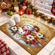 1pc Christmas Theme Snowman Print Pattern Dish Drying Mat, Kitchen Countertop Bowl & Plate Rubber Bottom Drying Pad, Party Decoration, Super Absorbent Stain Hiding Dish Drying Mat, Soft Diatomaceous Earth With Rubber Backing Multi-Functional Kitchen Home Mat, Suitable For Coffee Machine & Dish Rack Quick Dry Mat, Kitchen Countertop Coffee Mat & Bowl Drying Pad - LL LSD004 - View 12