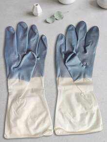 1 Pair Long Sleeve Rubber Gloves, Reusable Dishwashing Gloves, Kitchen Oven Pet Cleaning Gloves - Multicolor - View 11