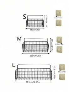 1/3pcs Iron Kitchen & Bathroom Wall Mounted Storage Rack, Large Capacity Hanging Basket, No Drill Wall Organizer, Suitable For Kitchen, Bathroom, Dorm - Black - View 12