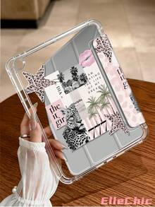 Leopard Print & Coconut Tree Protective Case, Compatible With IPad Air 8(M4)2026(11 Inch), Air 4/5 10.9 Inch, 7/8/9 Gen 10.2 Inch, Built-In Pencil Slot, Compatible With Samsung Tab S6 10.4 Inch, Compatible With Kindle 11th Gen(2022/2024), Kindle Clara 2E, Clara Colour, Clara BW(6 Inch) And Libra Colour(7 Inch), Cute Girly Fashion Design, Suitable For Birthday And Holiday - Multicolor - View 4