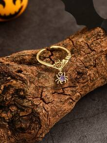1pc Funny Holiday Party Pumpkin Spider Web Women's Ring - Multicolor - View 11