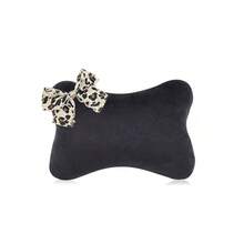 1pc Leopard Print Bow Headrest Car Neck Pillow Short Plush Headrest, Ergonomic Design, All Season Use, Women's Car Interior Accessory - A - View 9
