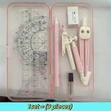 1 Set Student Compass And Ruler Set, Triangle Ruler, Protractor, Drawing Tools, Student Exam And Learning Stationery, Triangle Board, Professional Drawing Ruler, Multi-Function Clip Pen Style. 1 Set = (9 Pieces) - Multicolor - View 8