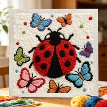 DIY Punch Needle Kit For Beginners – Includes Punch Needle, Yarn, Instructions, Square Hoop & Pre-Printed Fabric (Animals And Insects). Creative Craft For Wall Decor Or Gifting. 2D Printed Punch Needle Starter Kit. 24x24cm (9.44x9.44in). - 24x24cm/9.44x9.44in - View 6