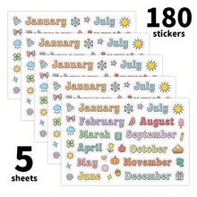 5 Sheets Monthly Planner Stickers, Calendar Month Labels, Colorful January To December Month Stickers, Creative Journaling Month Labels, Suitable For Planners, Calendars, Scrapbooks And Journals - D - View 7