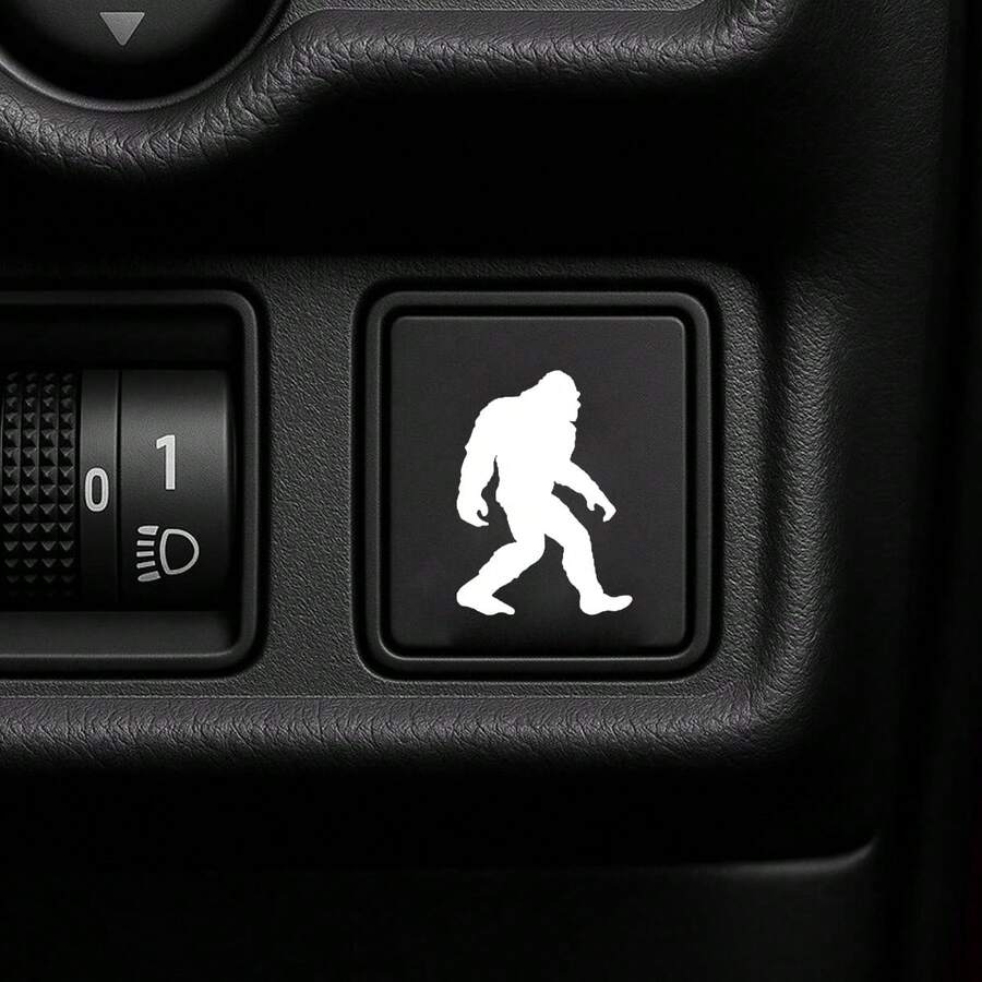 2 Pieces Of Fun Bigfoot Car Button Stickers, Waterproof Removable Vinyl Stickers, Suitable For Decorating Interior Switch Buttons, Unique Car Style Decorative Gifts - Wildman Sticker - View 1