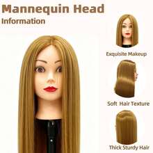 Kepala Manekin Kosmetologi dengan Rambut untuk Rias Wajah, Mengepang, Menggulung dan Memotong, Kepala Boneka Makeup untuk Penataan Rambut dengan Klem Meja, Set Penataan Rambut - 26 Inci - View 10