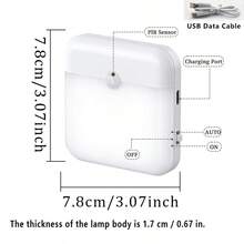 1pc/2pcs/3pcs/5pcs Motion Sensor Night Light, USB Rechargeable Magnetic LED Stair Light, Soft Warm And White Light, Auto Off In 30 Seconds, Wireless Adhesive, Nighttime Multi-Scene Lighting, Constant And Sensor Modes, Suitable For Elderly And Children Night Light, Hallway, Cabinet, Staircase Automatic Switch Light - Sensor Lights - View 7