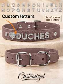 Customized PU Leather Dog Collar With Rhinestone Heart-Shaped ID - Fashion Pet Accessory, Suitable For Small To Medium Dog Breeds - White - View 14