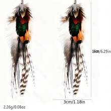 1 Pair Leopard Print Natural Feather Street Style Long Dangle Earrings For Women - Exotic - View 4