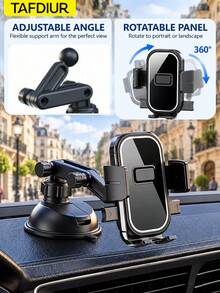 Giá đỡ điện thoại ô tô TAFDIUR 1 cái bằng chất liệu ABS màu đen, bảng kép gương/nhám tùy chọn cho bảng điều khiển và bệ tỳ tay trung tâm, lắp đặt bằng cốc hút, góc điều chỉnh linh hoạt, ổn định không rung lắc, dễ lắp đặt, có thể xoay ngang/dọc không cản tầm nhìn tài xế, phù hợp để dẫn đường/nghe nhạc/gọi điện và các tình huống lái xe khác - A66 - Xem 4
