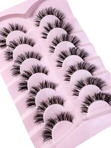 7 Pairs Messy Natural Cat Eye False Eyelashes, Transparent Stem, Create Cat Eye Makeup Look - View 5