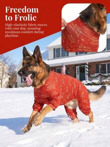 1PC Christmas Dog Pajamas - Soft Warm And High Stretch Full Coverage Pet Rompers, Anti Licking & Bug Protective Jumpsuit For Small Medium Large Dogs, Christmas All Over Printing Dog Clothes - Christmas Letter "Merry Christmas" Pattern - Multicolor - View 5