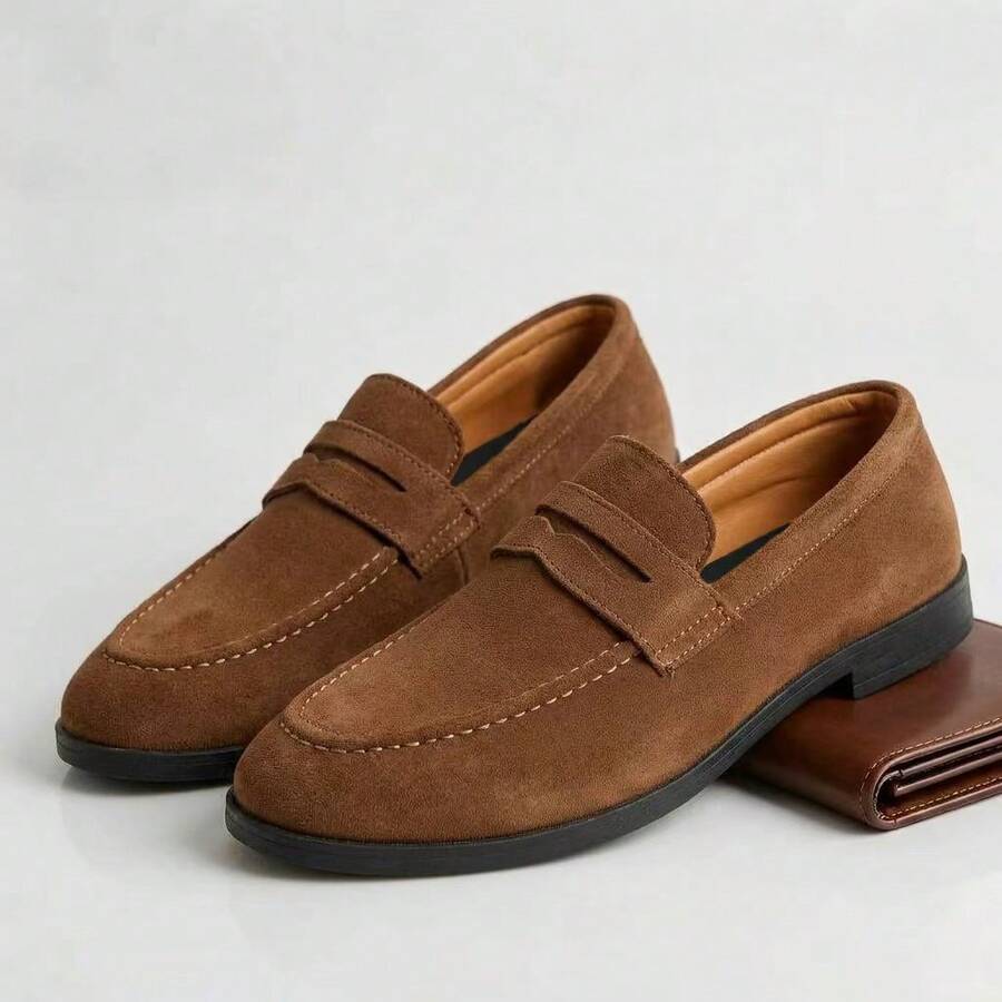 STARNOVO Men's Loafers, Slip-On Design, Stitching Detail, Casual Business Formal Shoes