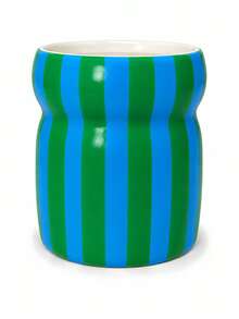 1pc Colorful Striped Utensil Holder, Large Glossy Kitchen Countertop Utensil Crock, Decorative Cooking Tool Storage Jar, Multi‑Color Choice, Perfect Housewarming Kitchen Gift - Waist-cinching Striped Storage - View 13