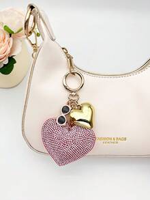 Cute Rhinestone Heart Bag Charm Keychain, Mini Fashion Glasses Key Chain, Key Pendant, Key Ring, Bag Accessory Cute Small Ornament, Graduation Gift, Car Accessory, Phone Charm, Suitable For College Backpacks, Campus Bags, Wallet Decoration - Multicolor - View 2