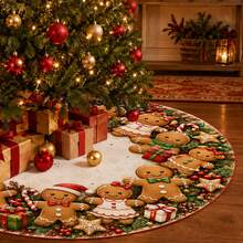 1 buah Alas Pohon Natal Motif Manusia Kue Jahe, Dekorasi Liburan Warna Elegan, 5 Ukuran, Hadiah Liburan Unisex, Cocok Untuk Dekorasi Rumah dan Pesta Natal - Mengumpulkan Hadiah Kue Jahe Pohon Natal - View 5