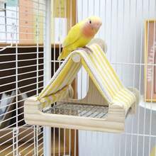 1pc Parrot Wooden House, Bird Cage Accessory Resting & Hiding Hut, Parrot Bottom Mesh Hideout, Bird Perch House, Parrot & Lovebird House - View 5
