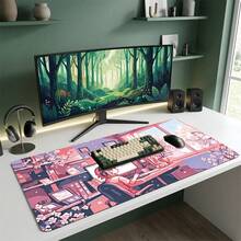 Cartoon Pink Girl Study Room Pattern Gaming Mouse Pad, Non-Slip Rubber Desk Mat, Smooth Sliding Surface, Suitable For Computer Laptop Office Home, Cute Abstract Art Decor, Back To School Supplies - A - View 8