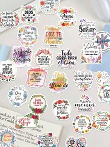 50pcs Spanish Motivational Quote Stickers For Decorating Planner, Diary, Scrapbook, Notebook, Luggage, Guitar, Skateboard, Manual, Tablet, Water Bottle, Phone - Spanish Motivational Text - View 2