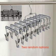 Stainless Steel Multi-Clip Clothes Hanger, 20-Clip Drying Rack For Balcony, Windproof Underwear And Panties Hanger, Rotating Double-Row Underwear Storage Rack For Wardrobe, Multi-Functional Non-Slip Hanger For Bras, Scarves, Belts, Sorting And Organizing - View 14