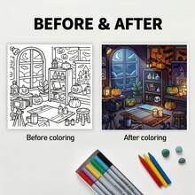 1pc Cute Halloween Themed Coloring Book, Home Decor Adorable Ghost Coloring, Relax Your Mind And Body, Relieve Stress, Perfect For Young People Who Love Cute Horror, Halloween, Cozy Thriller Art And Creative Activities. Great Gift For Halloween, Birthday Party. - Cute Halloween Coloring Book - View 6